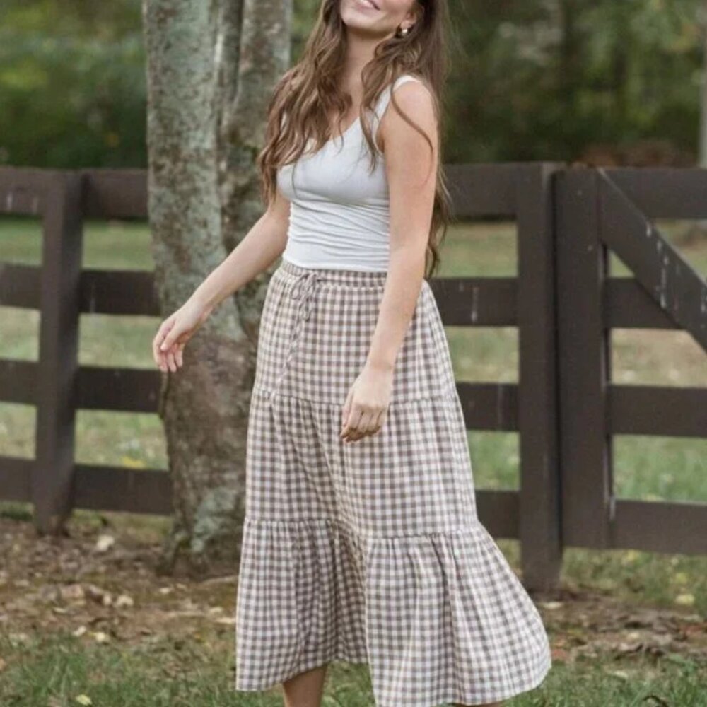 NWOT Neuflora Charleston Skirt in Gingham Size M